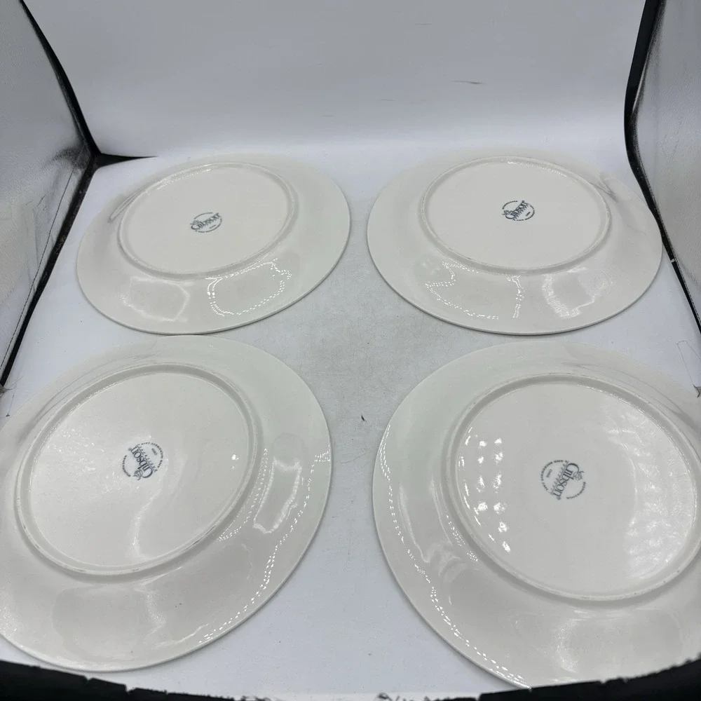 Gibson Dinner Plates Flourish White Embossed Fruit 10
